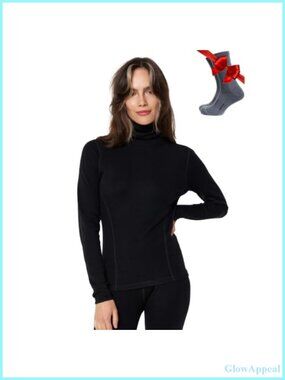 Merino Wool Base Layer Turtleneck Sweater Women Midweight Thermal